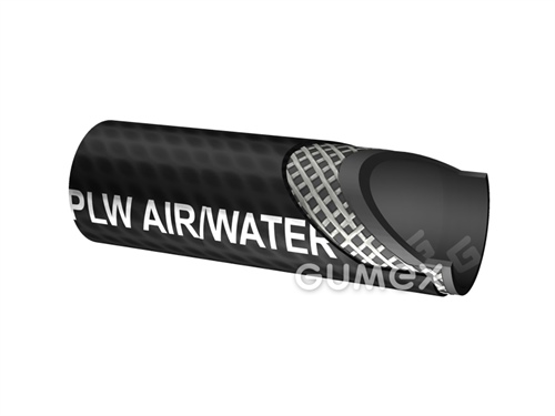 Tlaková hadice na vodu a vzduch PLW 10, 25/33mm, 10bar, syntetická pryž/syntetická pryž, -30°C/+70°C, černá